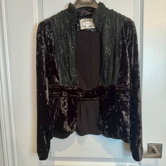 VTG GV2 Goth Lolita Jacket Sz S Crushed Velvet Vampire Punk Whimsigoth Halloween - Picture 5 of 16